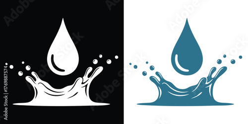 Dynamic water drop with splash vector for branding and design needs, clean look