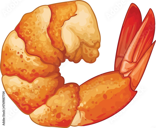 Cooked shrimp tail close up isolated on white seafood ingredient healthy protein source culinary delight vector