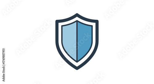 A simple, modern, and clean vector illustration of a blue shield icon, symbolizing protection, security, and safety. This graphic is perfect for use in digital designs, websites, apps, books, and