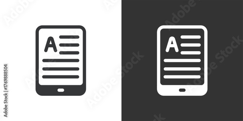 E-book icon. Solid glyph series icon