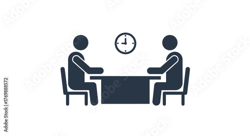 Two people seated across from each other in a meeting silhouette