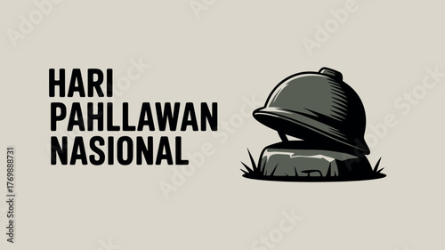 Selamat Hari Pahlawan Nasional Heroes Day with Helmet Design