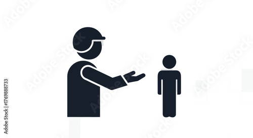 Construction worker communicating with person detailed vector illustration silhouette