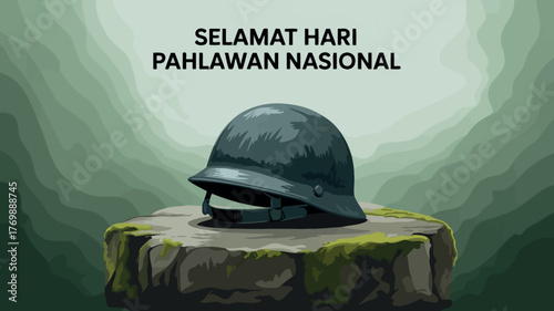 Selamat Hari Pahlawan Nasional Heroes Day with Helmet Design