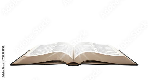 An open book with pages illuminated from within.