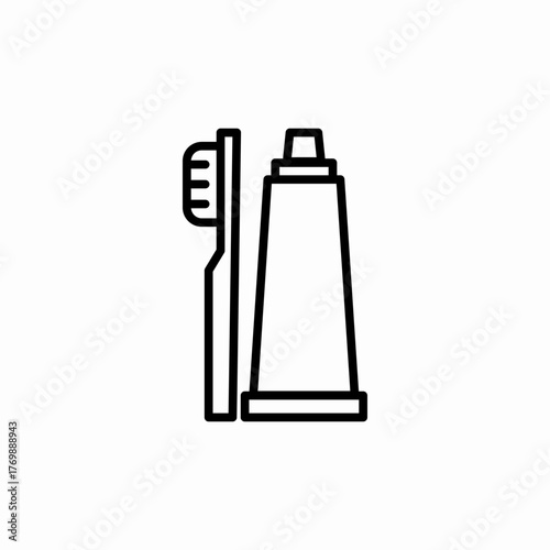 toothbrush and paste icon sign vector