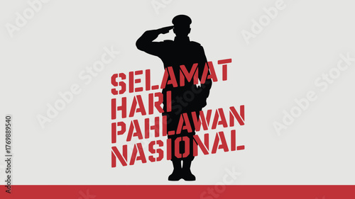 Selamat Hari Pahlawan Nasional Vector Illustration Indonesian Heroes Day Design with Soldier Silhouette