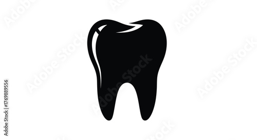 A dark solid tooth shape displayed against a bright background silhouette