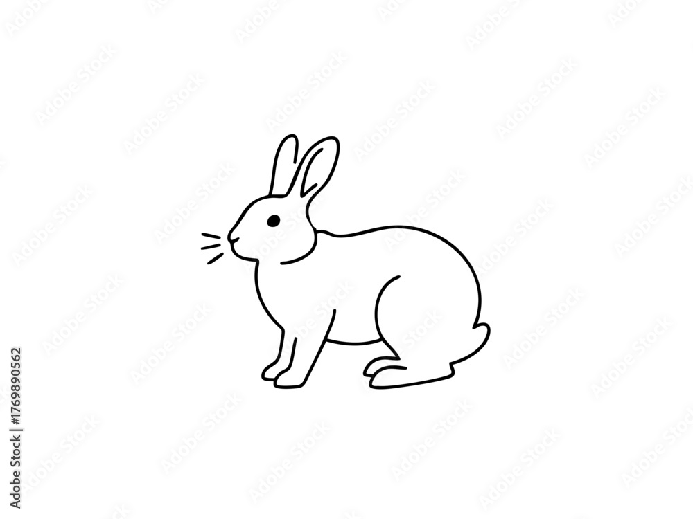 Obraz premium mple rabbit illustration. Line art. Chinese zodiac. Adorable. Year of the Rabbit. Character. Pet care. Pet. Animal.