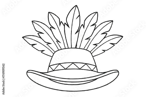 Brazilian feather hat outline on transparent background
