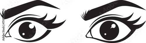 Graphic Stylized Human Eyes with Lashes and Brows