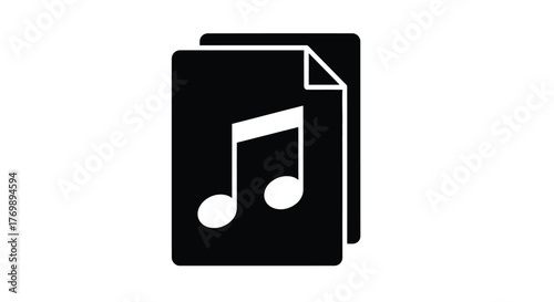 Simple black music note icon on a white background silhouette