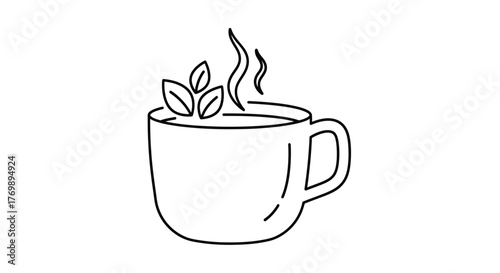 Simple line drawing of a hot beverage in a mug silhouette