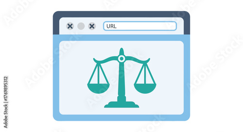 Scales of justice displayed within a browser window a striking silhouette