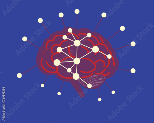 Brain connections with glowing nodes showing intelligence and creativity