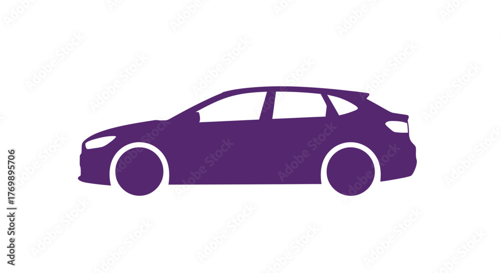 Fototapeta premium Purple car graphic design element a modern vehicle illustration silhouette