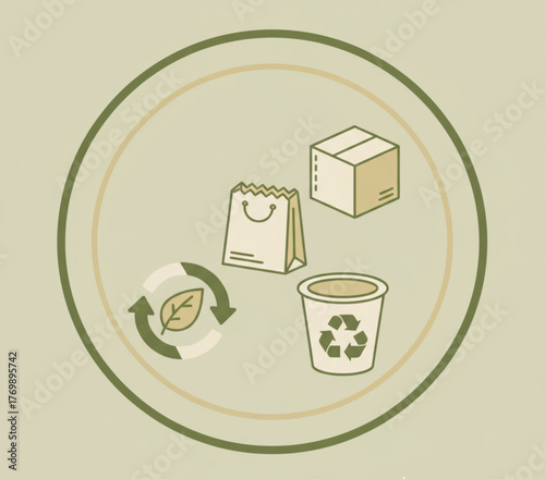 Eco-Friendly Packaging Solutions Icons of Sustainability and Recycling