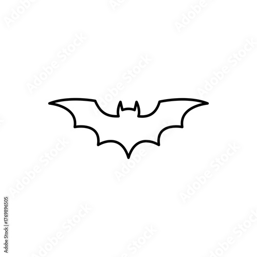 Outline flying bat animal monster line art icon
