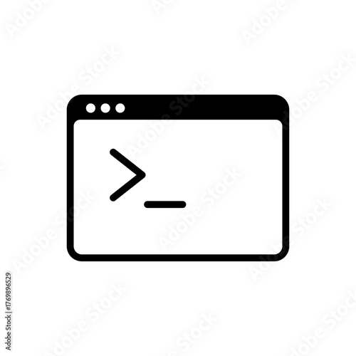 Terminal window command line coding console flat black icon
