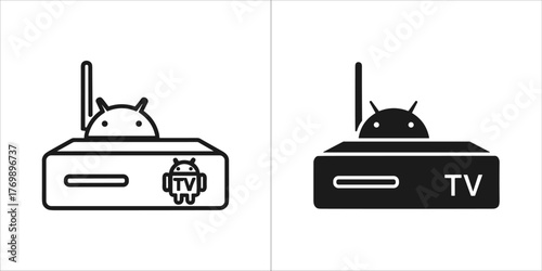 Android tv box with antenna and tv logo