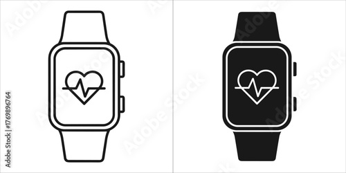 Smartwatch with heart rate icon