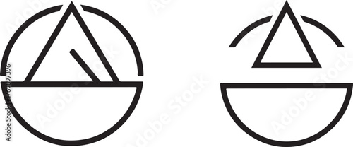 Minimalist Black Line Art Geometric Symbols with Triangles and Circles