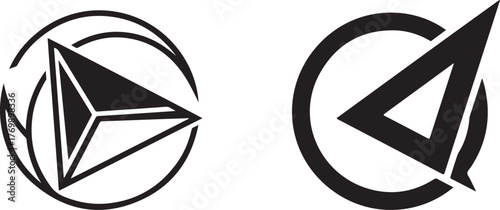 Modern Abstract Geometric Symbols with Circular and Arrow Elements