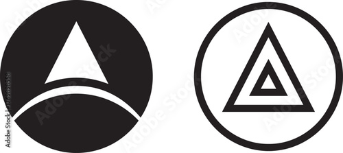 Abstract Geometric Triangle Circle Symbols Black and White Minimalist
