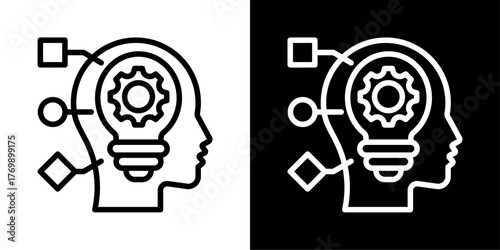 Logic Of Line Black And White Style Vector Illustration 