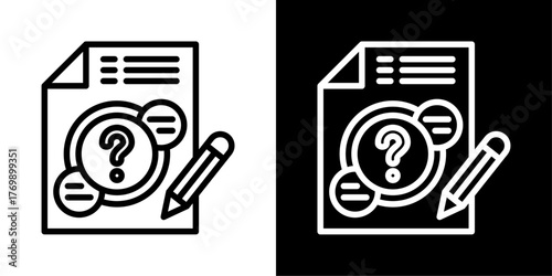 Questions Of Line Black And White Style Vector Illustration 