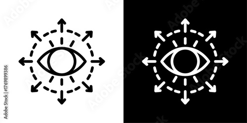 Perspective Of Line Black And White Style Vector Illustration 