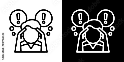 Problem Of Line Black And White Style Vector Illustration 