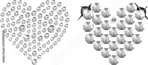 ntic sparkle, ludecoration, faceted gems, Valentine design, elegant texture, glitter art, metallic shine