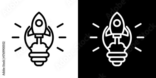 Idea Launch  Icon Of Flat Black And White Style  