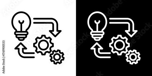 Implementation  Icon Of Flat Black And White Style  