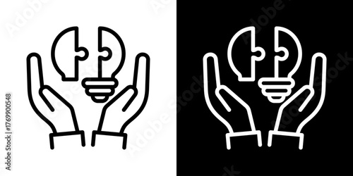 Problem Solving  Icon Of Flat Black And White Style  