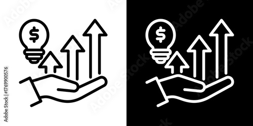 Growth  Icon Of Flat Black And White Style  