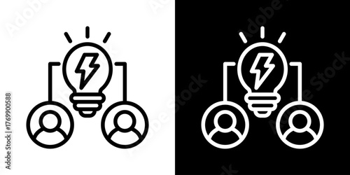 Brainstorm  Icon Of Flat Black And White Style  