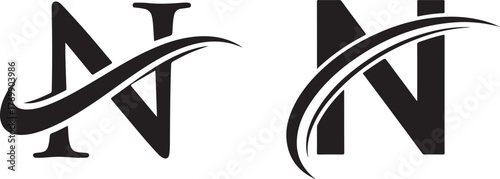 Creative Lettermark N Designs Featuring Dynamic Swoosh Shapes