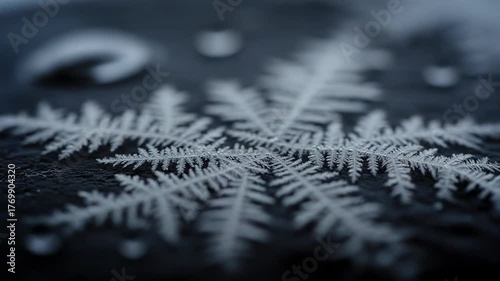 Wallpaper Mural Intricate frost patterns slowly forming and expanding from water droplets on a cold, dark surface artistic, texture, motion Torontodigital.ca
