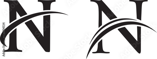 Elegant Black Letter N Logo with Curved Stroke Design