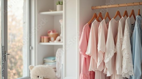 Dressing Room Displaying Pastel Garments.