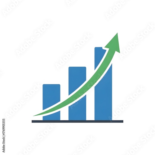 A business graph illustrating growth and progress with an upward-pointing green arrow, representing positive trends.
