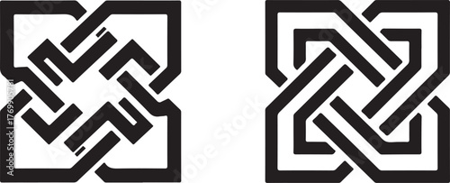 Decorative Geometric Intertwined Square Knot Vector Art