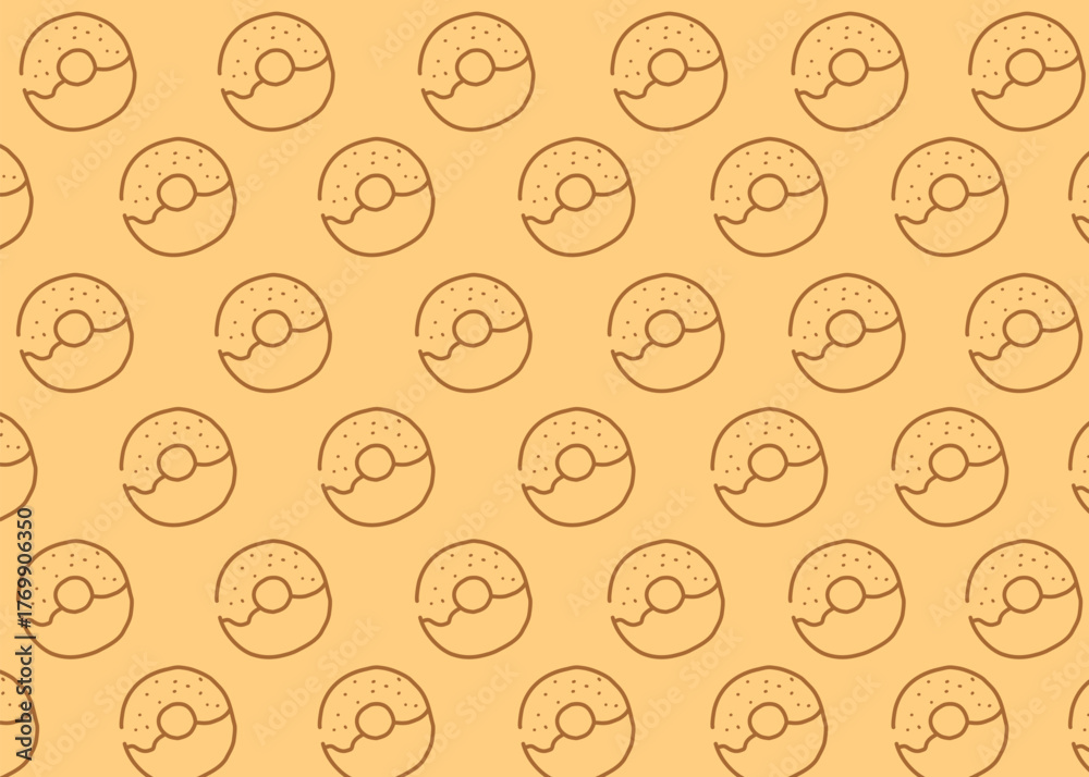 Obraz premium A Doughnut illustration pattern with cream background, food packaging, menu illustration hand drawn print ads, food business, coffeeshop