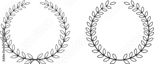 Minimalist Black Line Art Laurel Wreaths Vector Graphic Elements