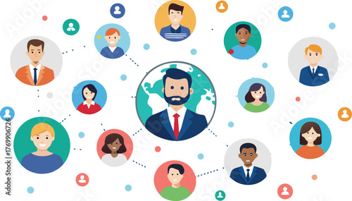 global business network concept vector.