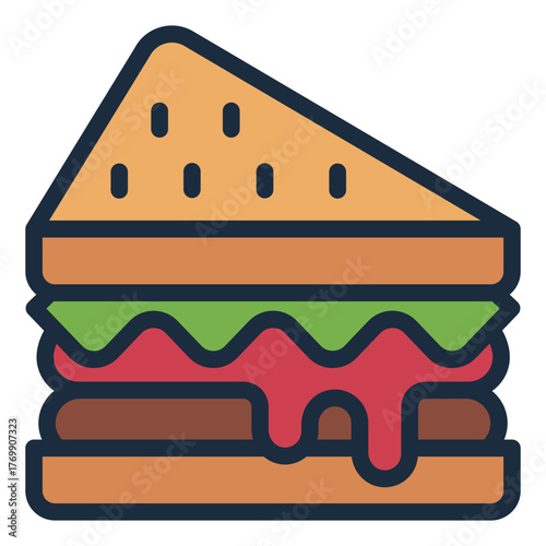 tasty sandwich snack filled line icon for cafe menu use