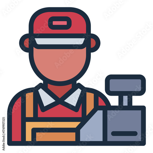 store cashier counter filled line icon for payment area