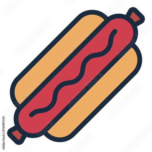 hot dog filled line icon for quick bite at food truck or stand